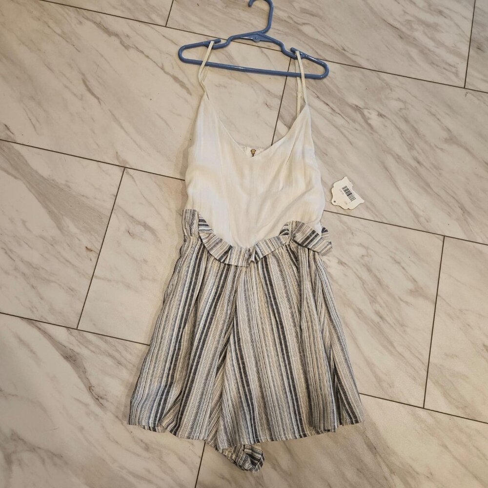 NWT Altar'd State Romper Blue&White Size S w/ Zipper Summer Beachwear
